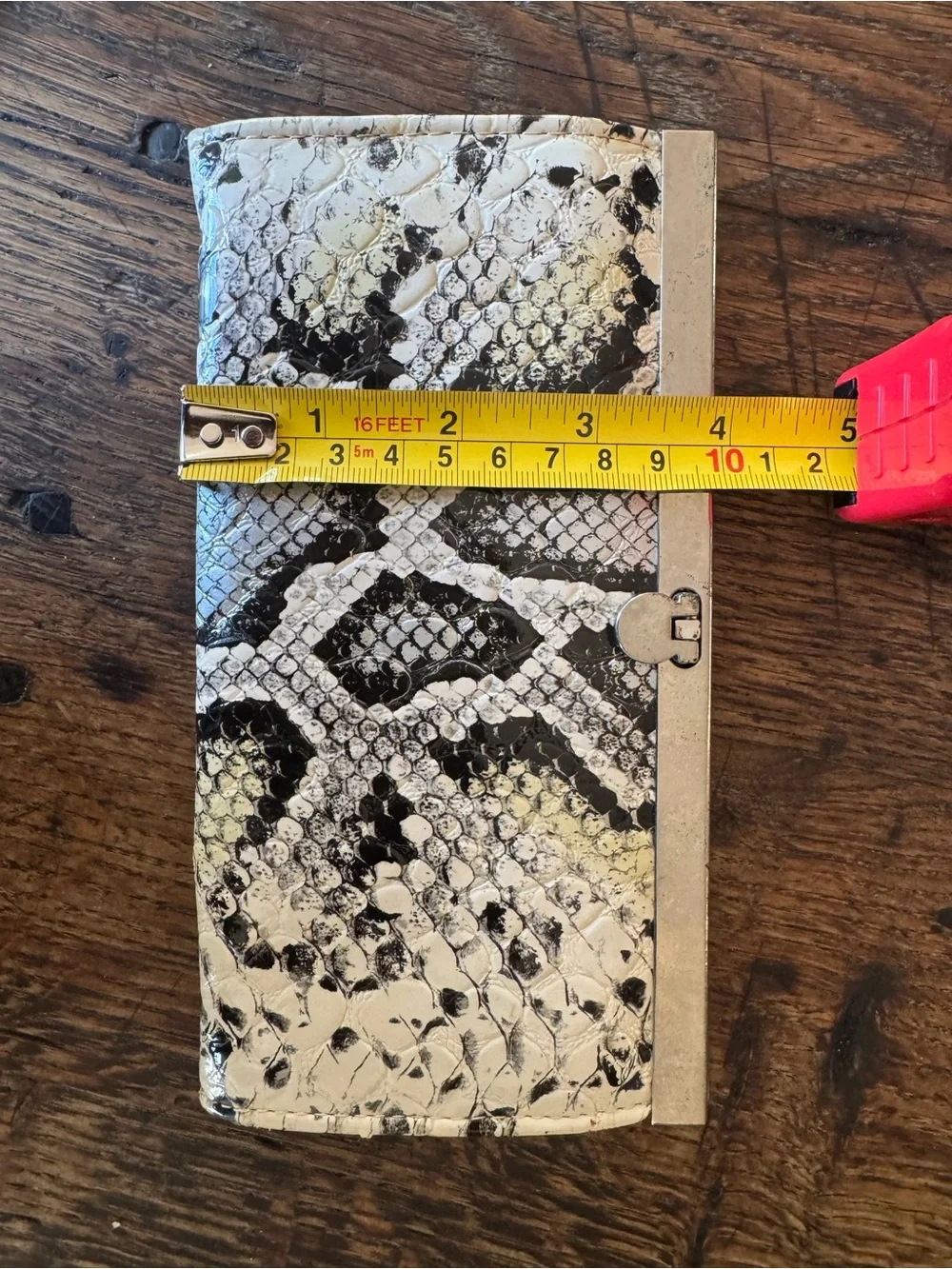 Bebe Snake-Print Reptile-Themed Wallet Clutch - White/Black